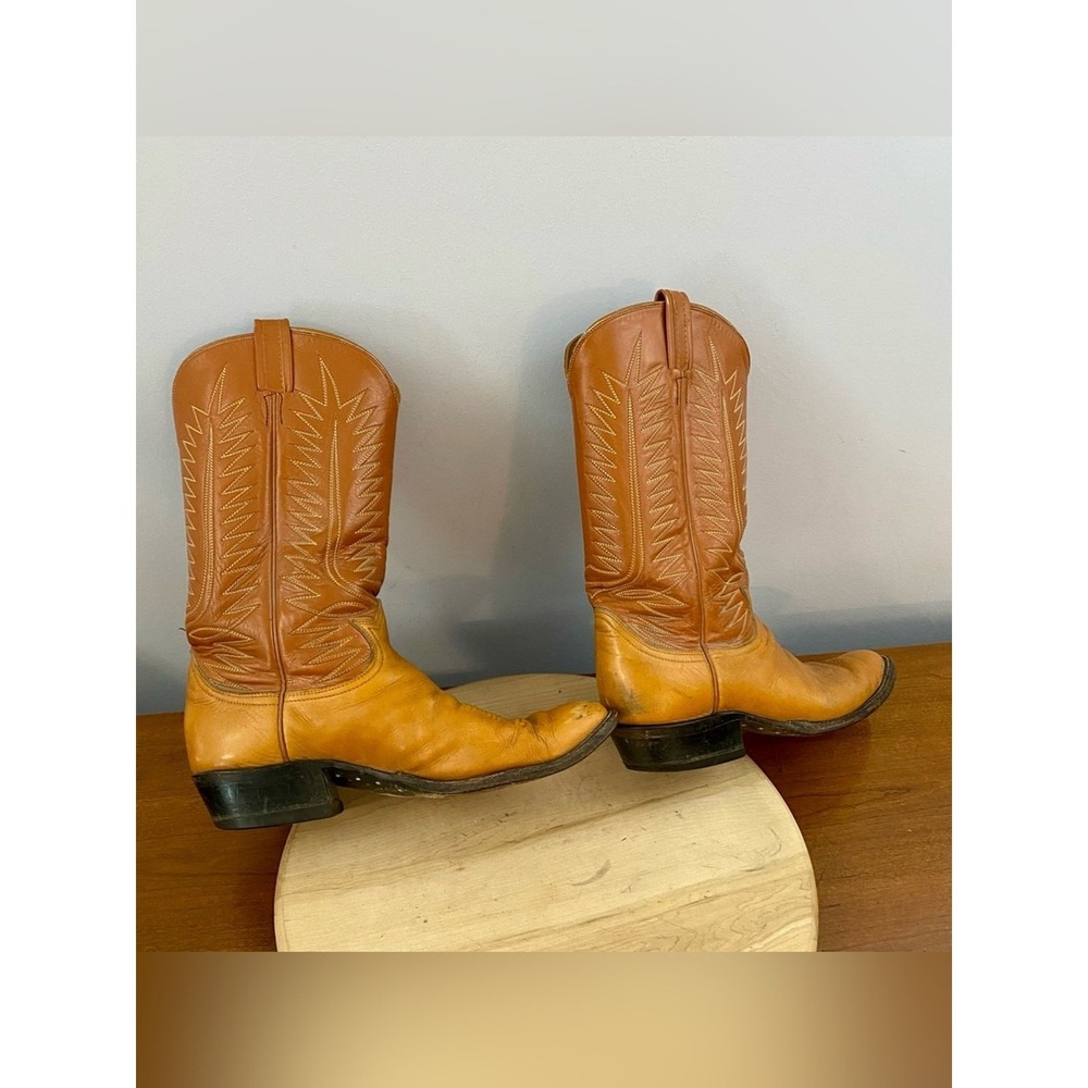 Tony Lama 80s Gold Label Vintage Brown Leather Western Cowboy Boots Men's 11D - Picture 9 of 13
